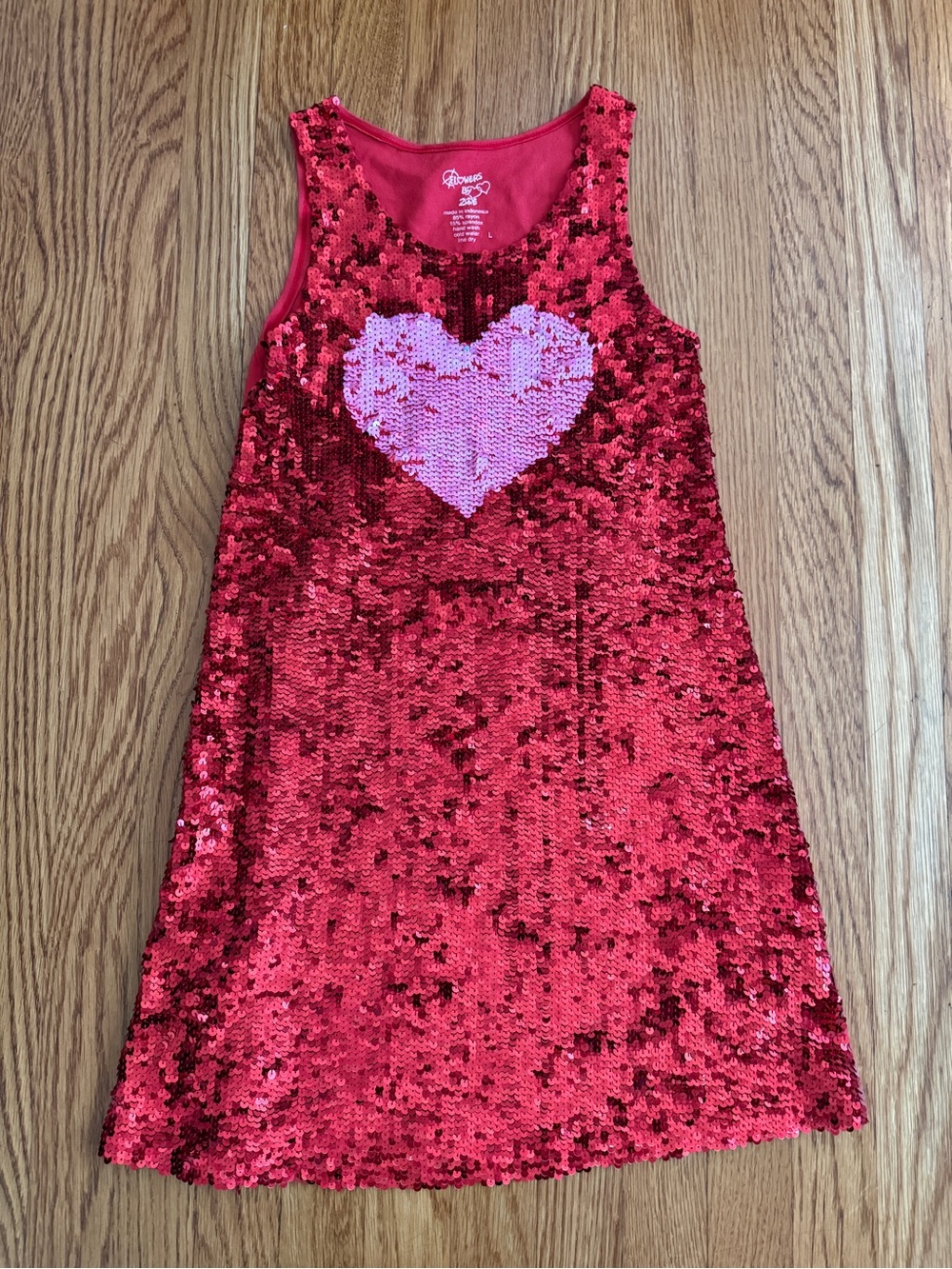 Flowers by Zoe pink heart red sequined dress